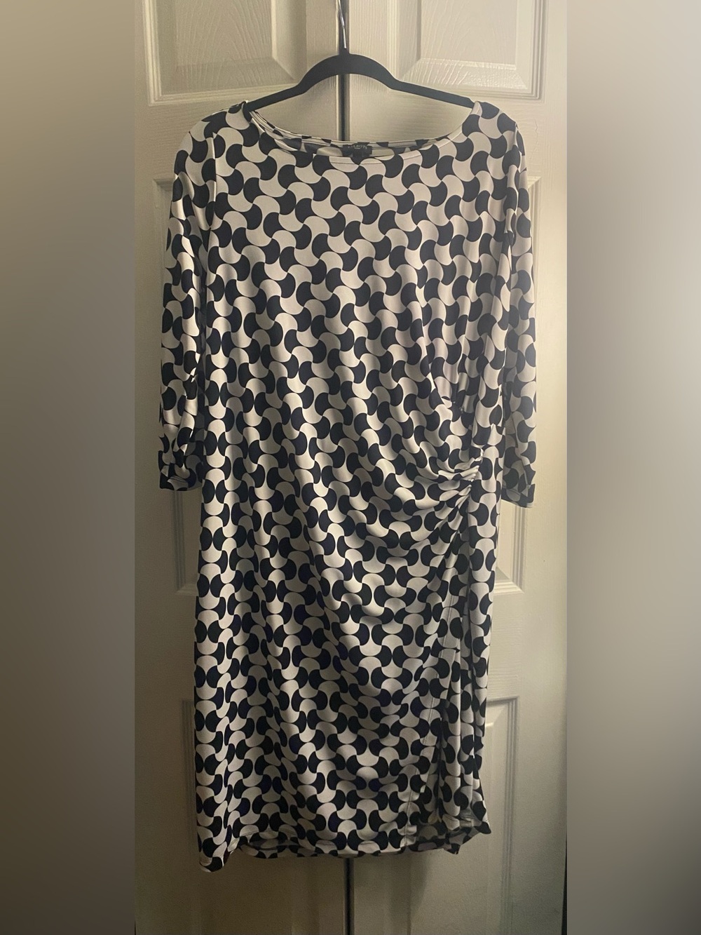 Talbots Black and White Geometric Knit Dress